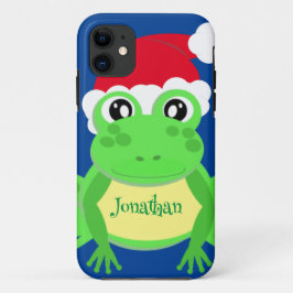 Christmas Frog Weihnachtsmannmütze Blue Novelty Case-Mate iPhone Hülle