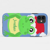 Christmas Frog Weihnachtsmannmütze Blue Novelty Case-Mate iPhone Hülle (Rückseite (Horizontal))