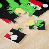 Christmas Frog Weihnachtsmannmütze Pattern Black N Puzzle (Seite)