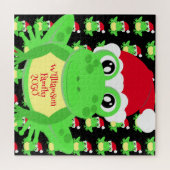 Christmas Frog Weihnachtsmannmütze Pattern Black N Puzzle (Horizontal)