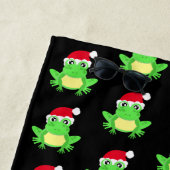 Christmas Frog Weihnachtsmannmütze Pattern Black N Strandtuch (Beispiel)