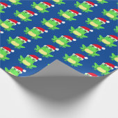Christmas Frog Weihnachtsmannmütze Pattern Blue No Geschenkpapier (Ecke)