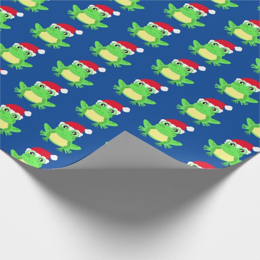 Christmas Frog Weihnachtsmannmütze Pattern Blue No Geschenkpapier (Ecke)