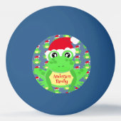 Christmas Frog Weihnachtsmannmütze Pattern Blue No Tischtennisball (Vorderseite)