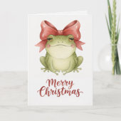 Christmas Frog with Festive Bow Card Karte (Vorderseite)