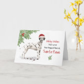 Christmas From Dog Dalmation in Funny Santa Hat Karte (Gelbe Blume)
