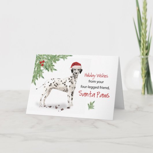 Christmas From Dog Dalmation in Funny Santa Hat Karte (Vorderseite)