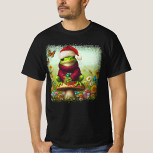 Christmas Frosch Cottagecore Niedlich Mushroom Äst T-Shirt