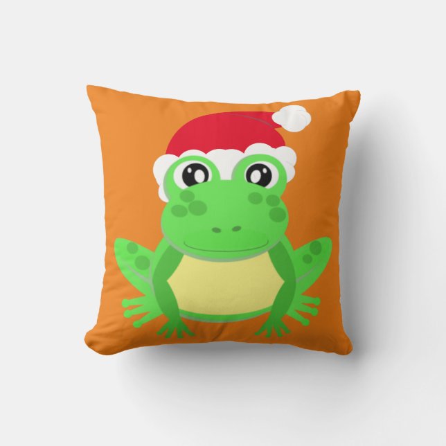 Christmas Frosch Weihnachtsmannmütze Novelty Funny Kissen (Vorderseite)