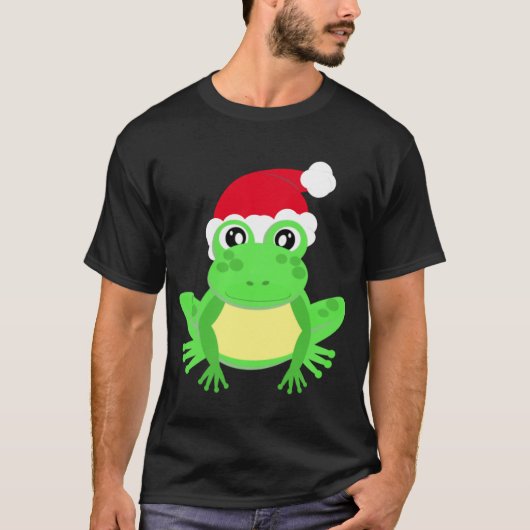 Christmas Frosch Weihnachtsmannmütze Novelty Funny T-Shirt (Vorderseite)