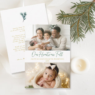 Christmas Full Hearts Simple Family Baby 2 Fotos Feiertagskarte