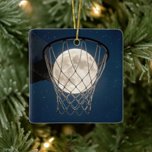 Christmas Full Moon In a Basketball Net Keramikornament (Baum)