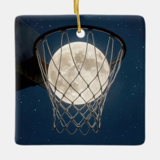 Christmas Full Moon In a Basketball Net Keramikornament (Vorderseite)