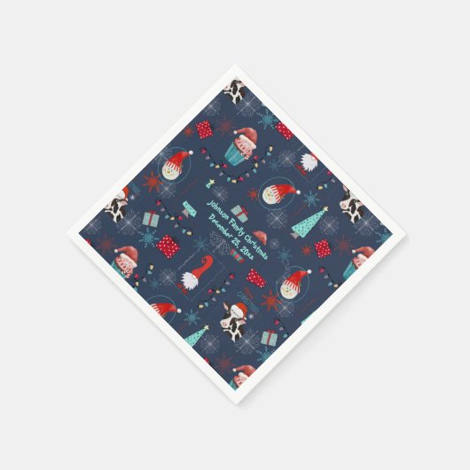 Christmas Fun Custom Name and Date Serviette (Ecke)