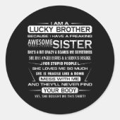 Christmas Fun For Brother From Sister 1 Runder Aufkleber (Vorderseite)