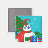 CHRISTMAS FUN MAGNETS - SNOWMAN ARTWORK - GIFTS MAGNET (Vorderseite/Rückseite)