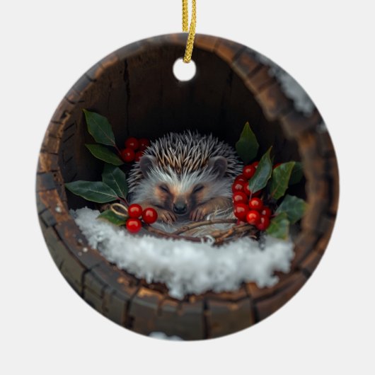 Christmas fun mice /hedgehog Holiday nature Keramik Ornament (Vorne)