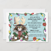 Christmas Funny Antler Cat Einladung (Vorderseite)