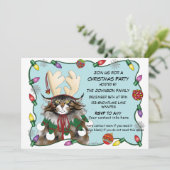 Christmas Funny Antler Cat Einladung (Stehend Vorderseite)