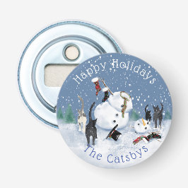 Christmas Funny Cat Schneemann 5 Flaschenöffner