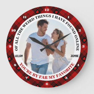 Christmas Funny Couple Foto Buffalo Rahmen Große Wanduhr