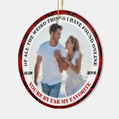 Christmas Funny Couple Foto Buffalo Rahmen Keramik Ornament (Links)