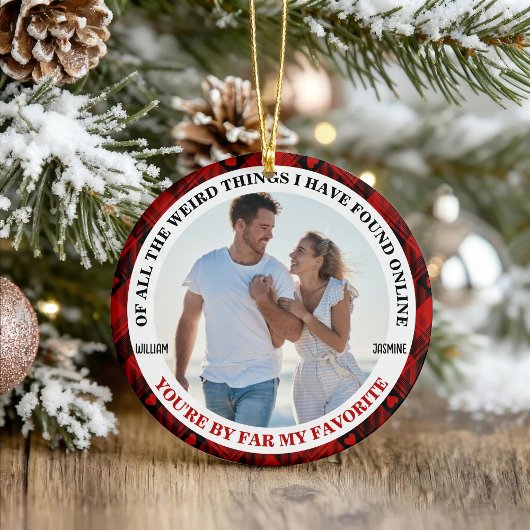 Christmas Funny Couple Foto Buffalo Rahmen Keramik Ornament