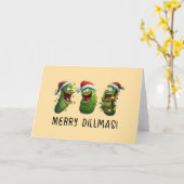 Christmas funny dill pickles Merry Dillmas Karte (Gelbe Blume)