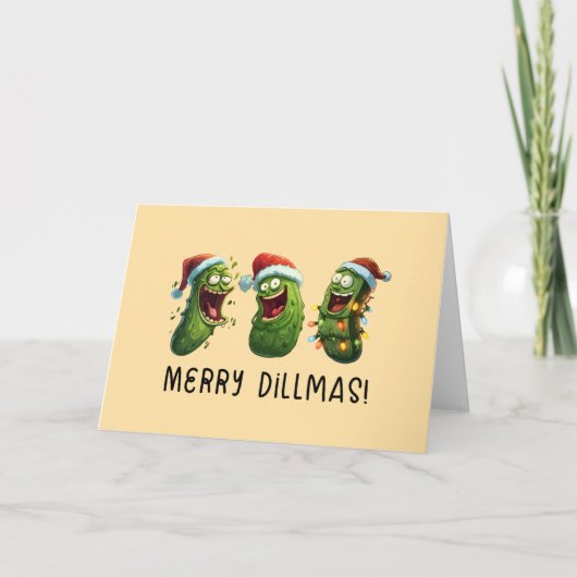 Christmas funny dill pickles Merry Dillmas Karte (Vorderseite)