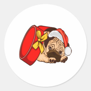 Christmas Funny Dog Vintagen Xmas Welpe Merry Chri Runder Aufkleber
