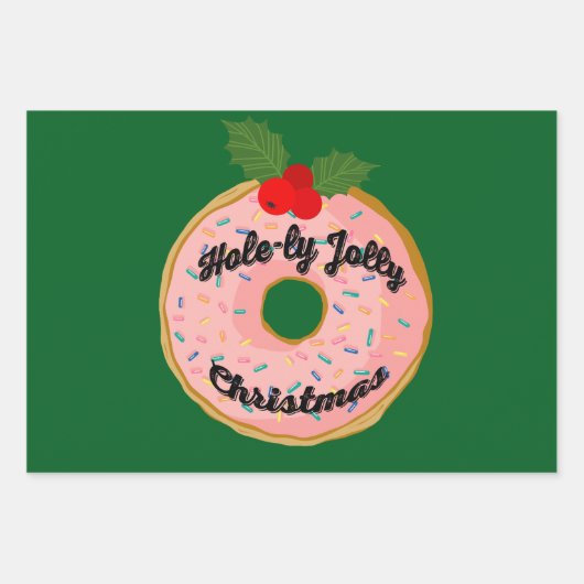 Christmas Funny Donut Wreath personalisieren Geschenkpapier Set (Vorderseite 2)