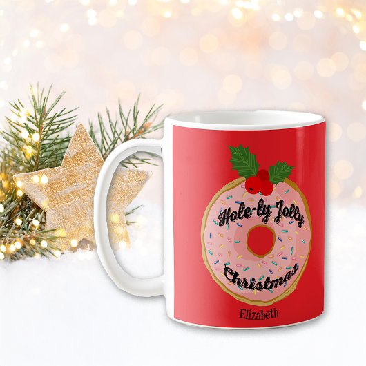 Christmas Funny Donut Wreath personalisieren Kaffeetasse