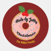 Christmas Funny Donut Wreath personalisieren Runder Aufkleber (Vorderseite)