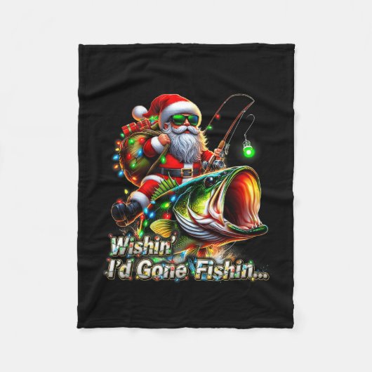 Christmas Funny Fish Santa Fishing Merry Fishmas Fleecedecke (Vorderseite)
