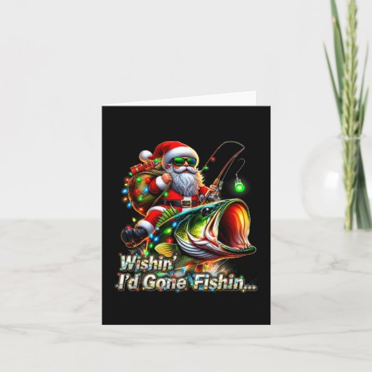 Christmas Funny Fish Santa Fishing Merry Fishmas Karte (Vorderseite)