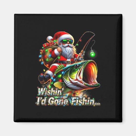 Christmas Funny Fish Santa Fishing Merry Fishmas Magnet (Vorne)