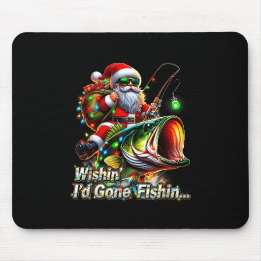 Christmas Funny Fish Santa Fishing Merry Fishmas Mousepad (Vorne)