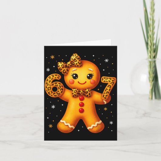 Christmas Funny Gingerbread Six Seven 67 Leopard B Karte (Vorderseite)