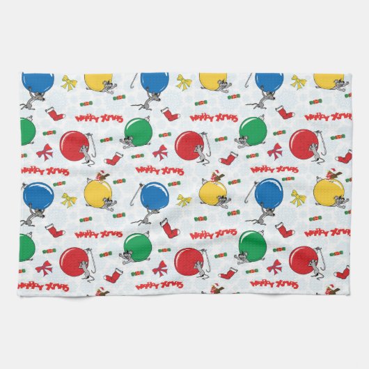 Christmas funny mouse with balls geschirrtuch (Horizontal)