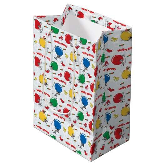 Christmas funny mouse with balls mittlere geschenktüte (Vorderseite Schrägansicht)