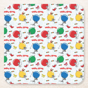 Christmas funny mouse with balls rechteckiger pappuntersetzer