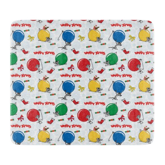 Christmas funny mouse with balls schneidebrett (Vorderseite)