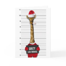Christmas Funny Mugshot Guilty Giraffe