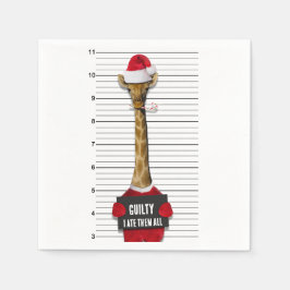 Christmas Funny Mugshot Guilty Giraffe Serviette