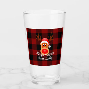 Christmas Funny Reindeer Buffalo Kariert Custom Glas