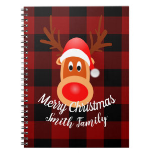 Christmas Funny Reindeer Buffalo Kariert Custom Notizblock