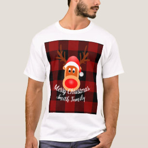 Christmas Funny Reindeer Buffalo Kariert Custom T-Shirt