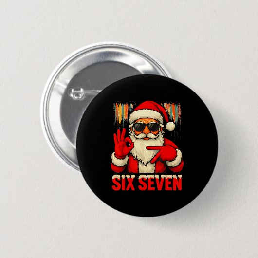 Christmas Funny Six Seven 6 7 Meme Santa Men Boys  Button (Vorne & Hinten)