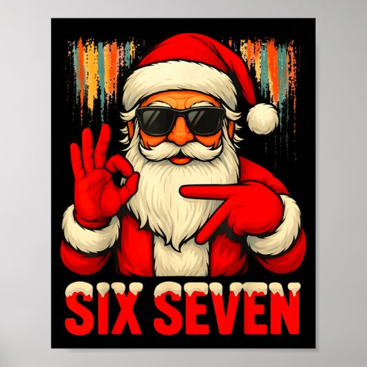 Christmas Funny Six Seven 6 7 Meme Santa Men Boys Poster (Vorne)