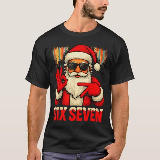 Christmas Funny Six Seven 6 7 Meme Santa Men Boys  T-Shirt (Vorderseite)